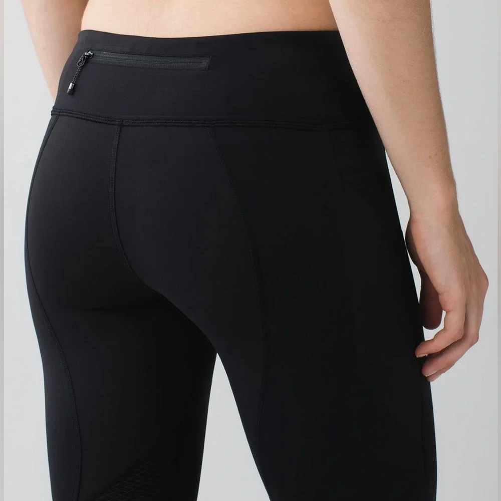 Lululemon Pace Rival Crop *22” Side Pockets in Solid‎ Black Size 4